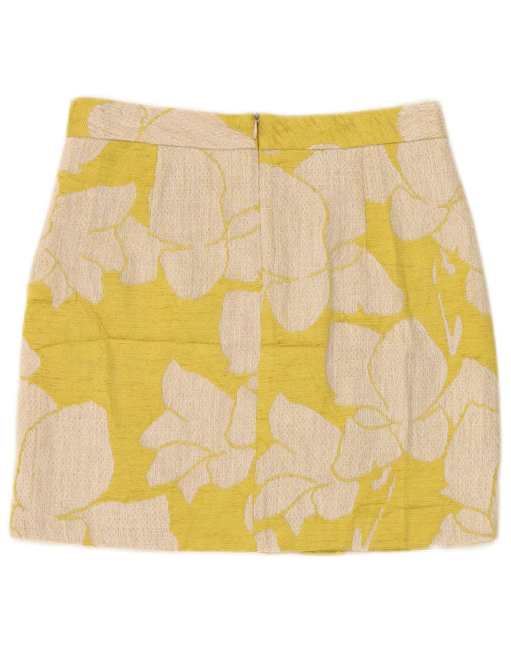ZARA Womens Mini Skirt Small W26  Yellow Floral Linen
