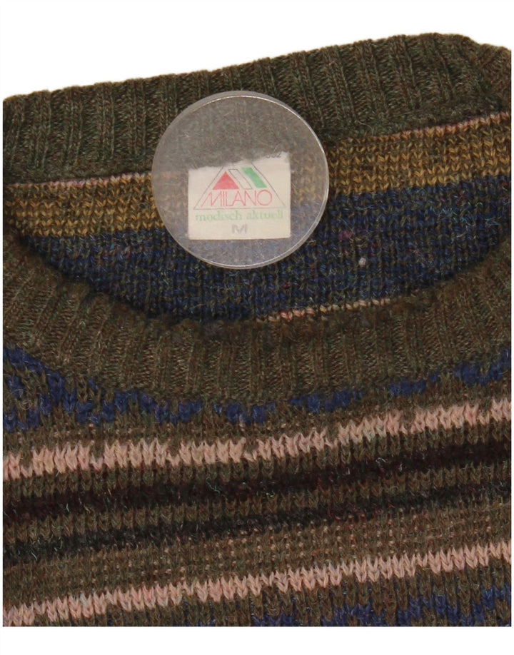 Vintage mænd med rund hals sweater medium flerfarvet Fair Isle