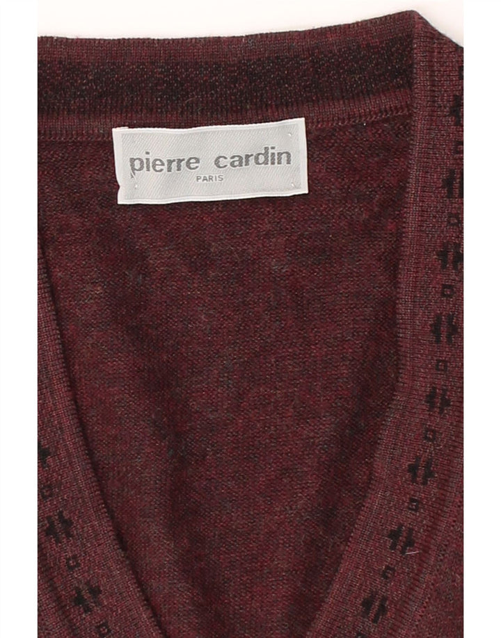 PIERRE CARDIN Mens V-Neck Jumper Sweater Medium Burgundy Acrylic Vintage Pierre Cardin and Second-Hand Pierre Cardin from Messina Hembry 