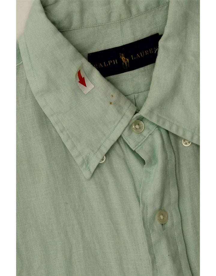 Ralph Lauren Herre kortærmet skjorte mellemgrøn hør