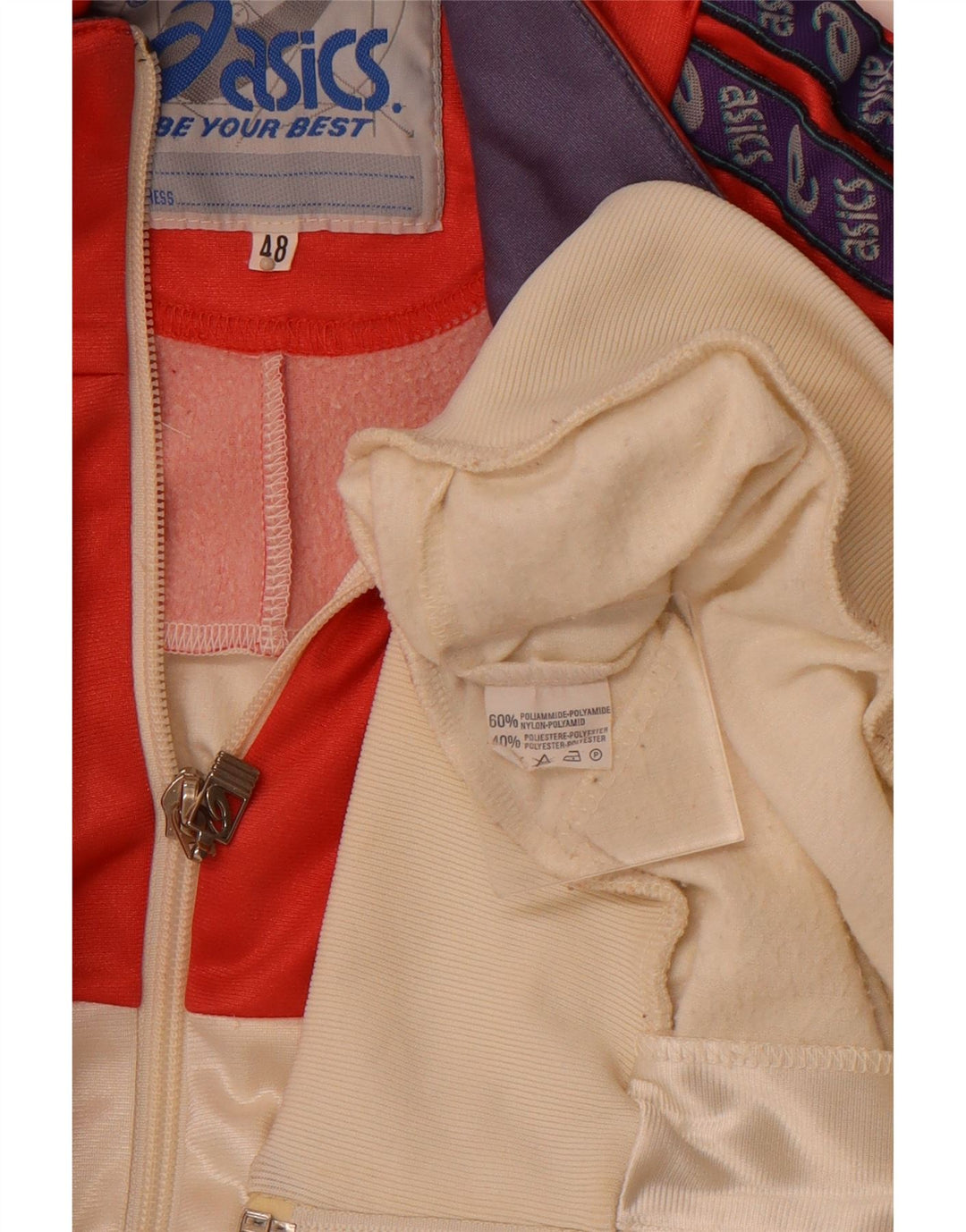 ASICS Grafisk træningsdragt til mænd, topjakke IT 48 Medium Off White Colourblock