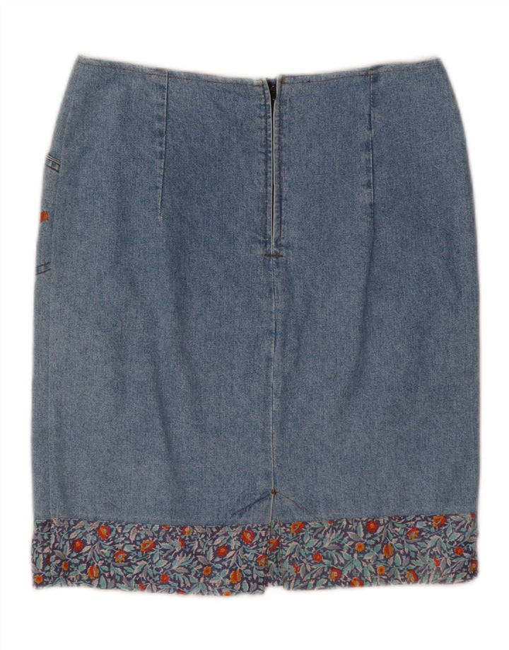 BOSTON Womens Denim Skirt W30 Medium  Blue Floral Vintage Boston and Second-Hand Boston from Messina Hembry 