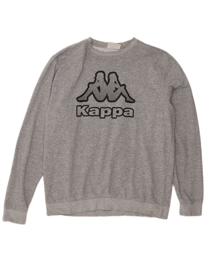Kappa Herre grafisk sweatshirt Jumper XL Grå Flecked Bomuld