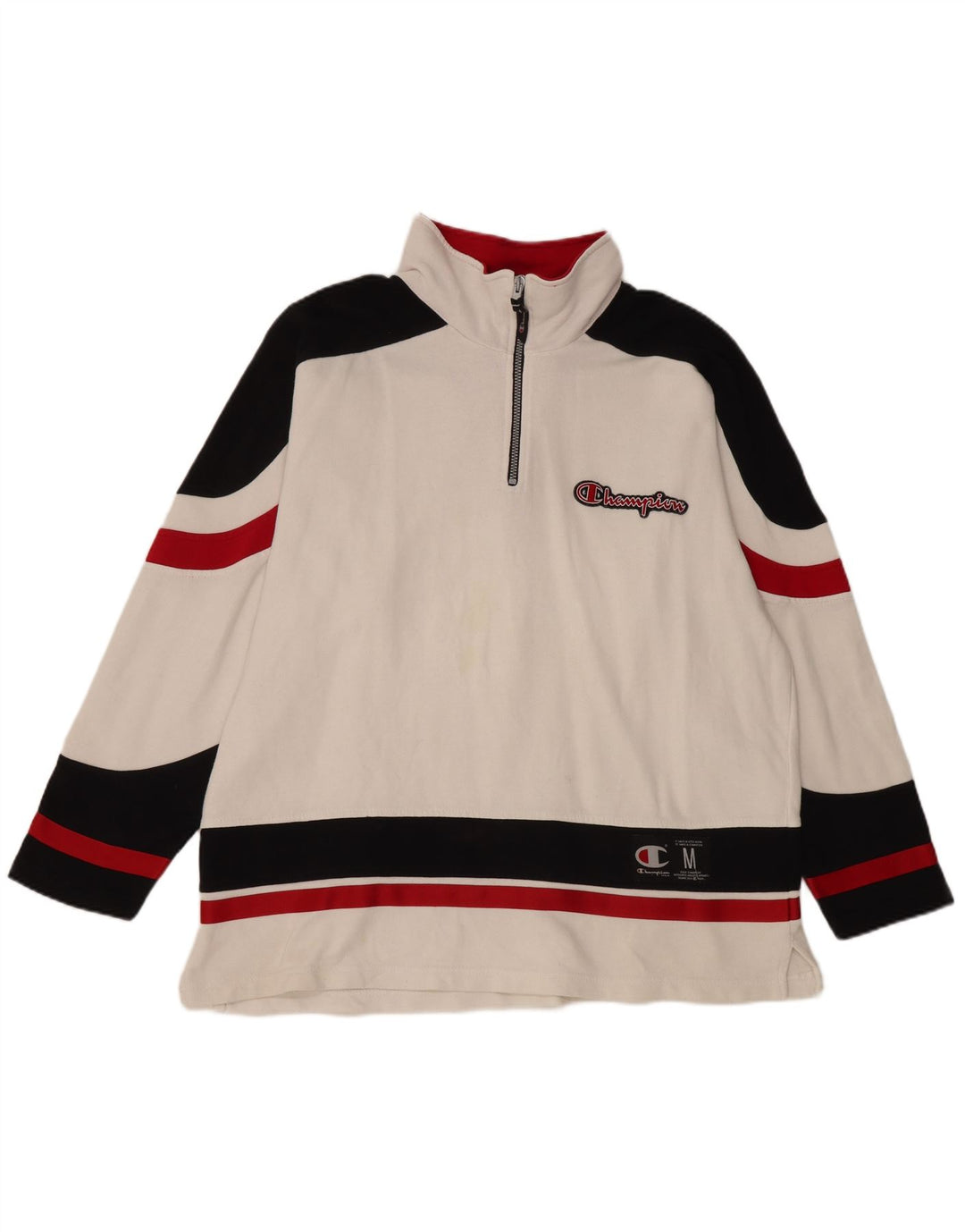 Champion Herre grafisk lynlås-sweatshirt Jumper Medium White Colourblock