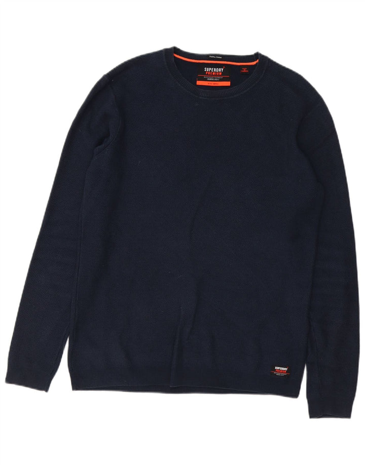 Superdry Herre sweater med rund hals, lille marineblå bomuld