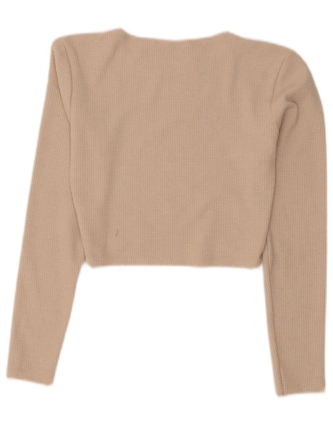 Zara Womens Crop Top Langærmet UK 12 Medium Beige Polyester