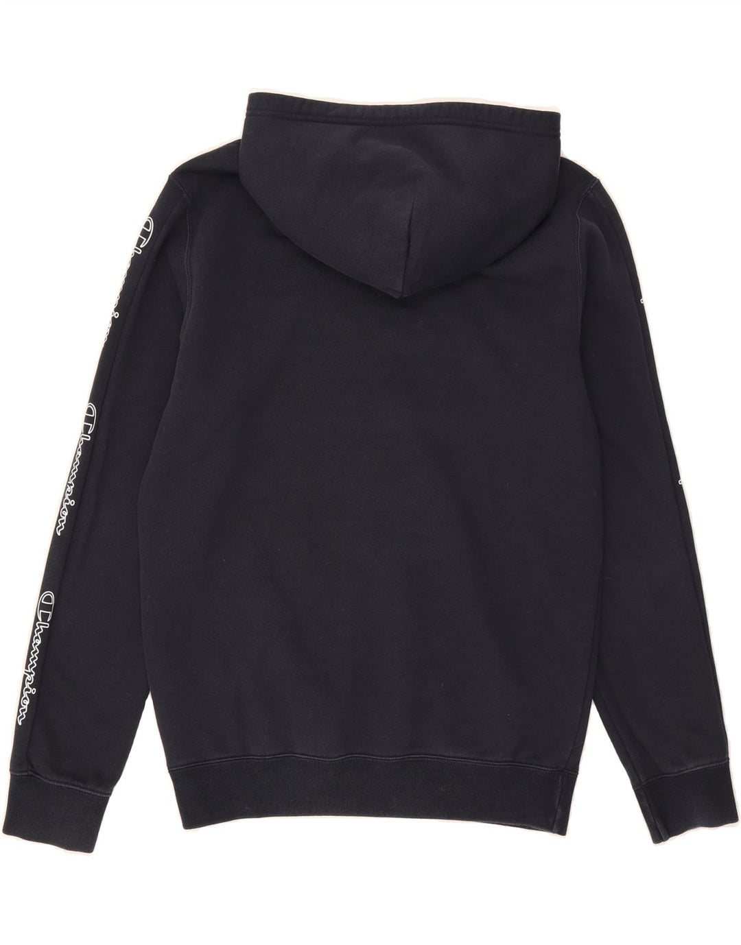 CHAMPION Mens Graphic Hoodie Jumper Medium Navy Blue Cotton Vintage Champion and Second-Hand Champion from Messina Hembry 