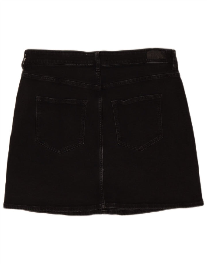 Fat Face Dame Mini Denim Nederdel UK 12 Medium W32 Sort Bomuld