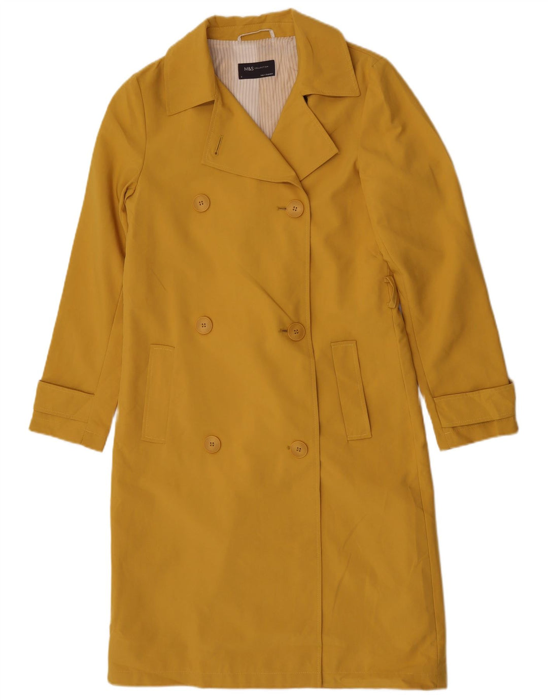 Marks & Spencer Trench Coat til kvinder UK 8 Lille gul polyester