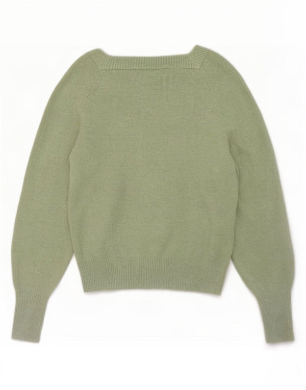 Marks & Spencer Dame Boat Neck Jumper Sweater UK 6 XS Grøn Polyester