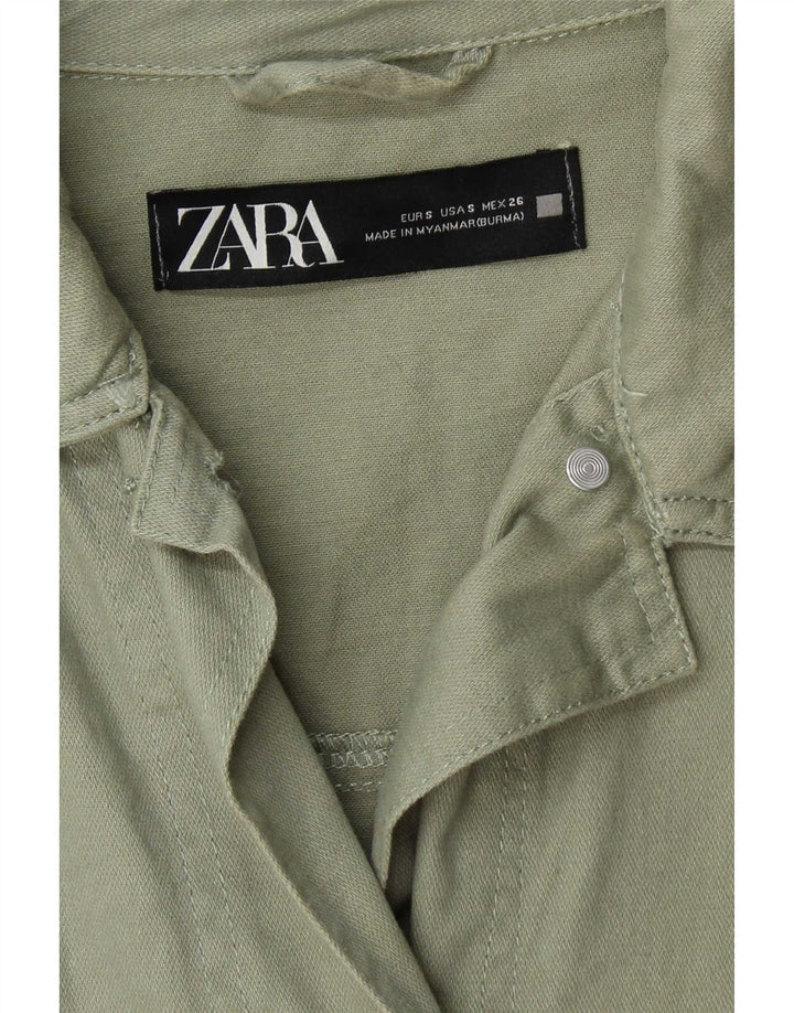 Zara Herre Oversized Utility Jacket UK 10 Small Green Cotton