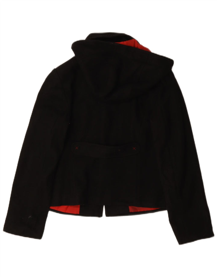 Laura Ashley Dame Hætte Duffle Jacket UK 12 Medium Sort Uld