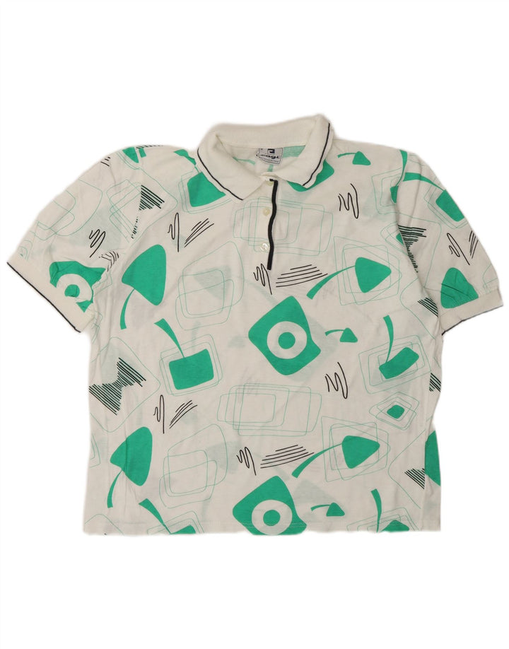 Cagi Dame Oversized Polo Shirt US 4 Small White Geometric
