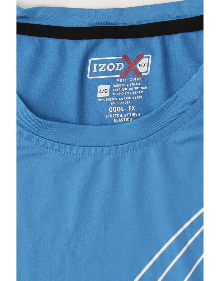 Izod Herre T-Shirt Top Stor Blå Stribet Polyester