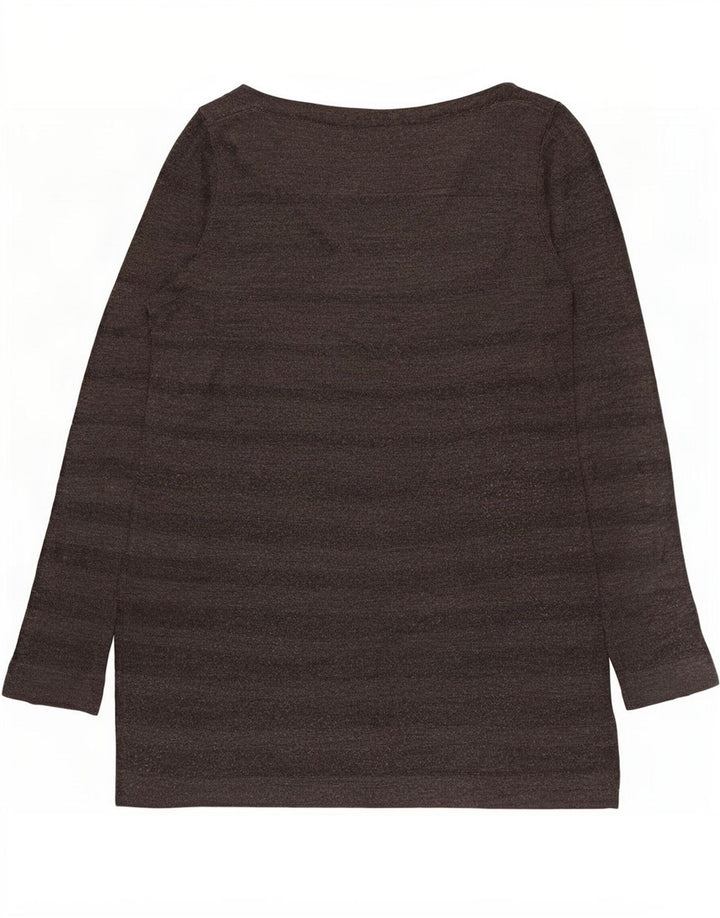 Marks & Spencer Dame Langærmet Tunika Top UK 12 Medium Grå Stribet