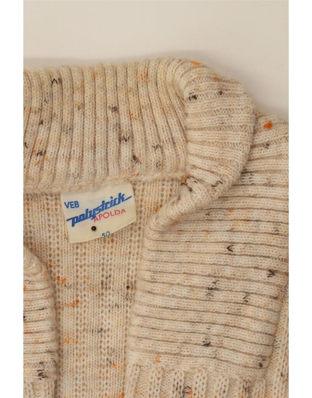 VINTAGE Womens Cardigan Sweater IT 50 XL Beige Flecked Vintage Vintage and Second-Hand Vintage from Messina Hembry 