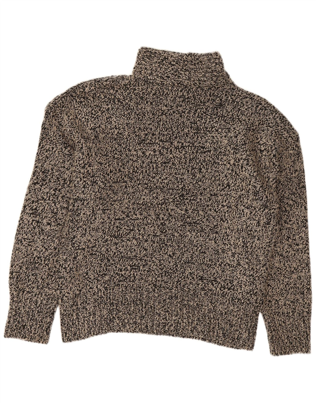 Zara Dame Turtle Neck Jumper Sweater UK 14 Medium Black Flecked Acryl
