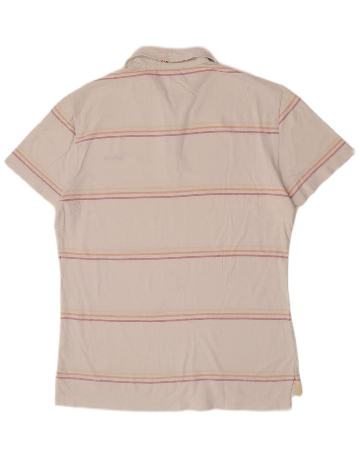 Gas Poloshirt til mænd Medium hvid stribet bomuld