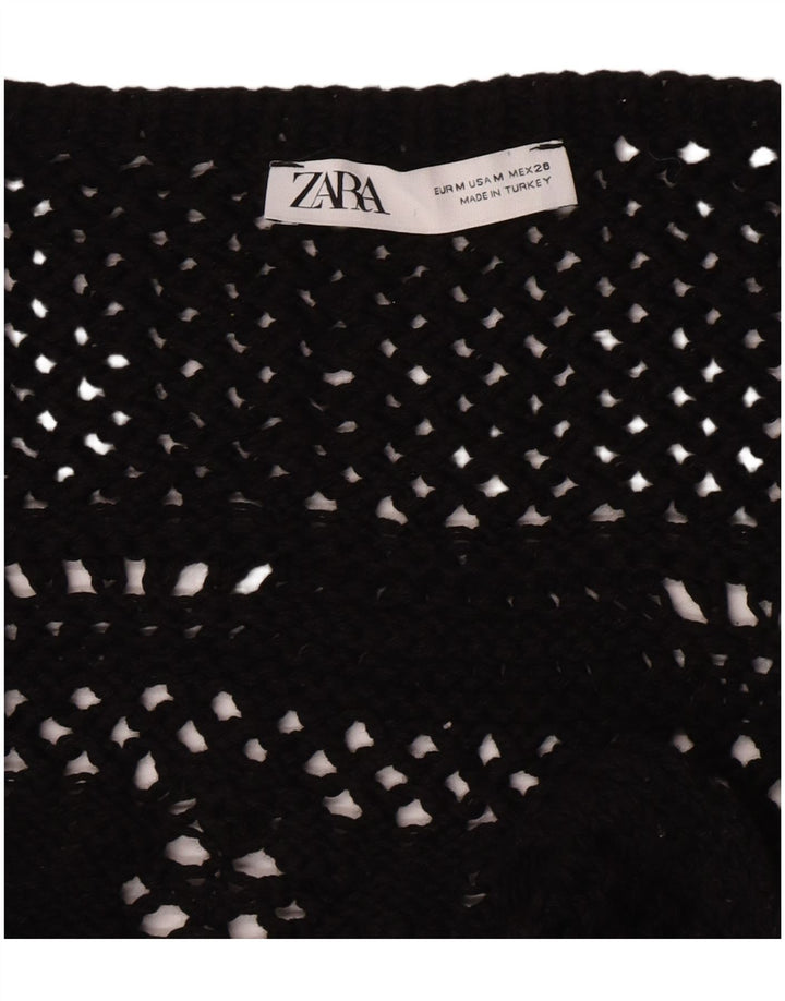 Zara ærmeløs hæklet Crop Top til kvinder DK 12 Medium Sort