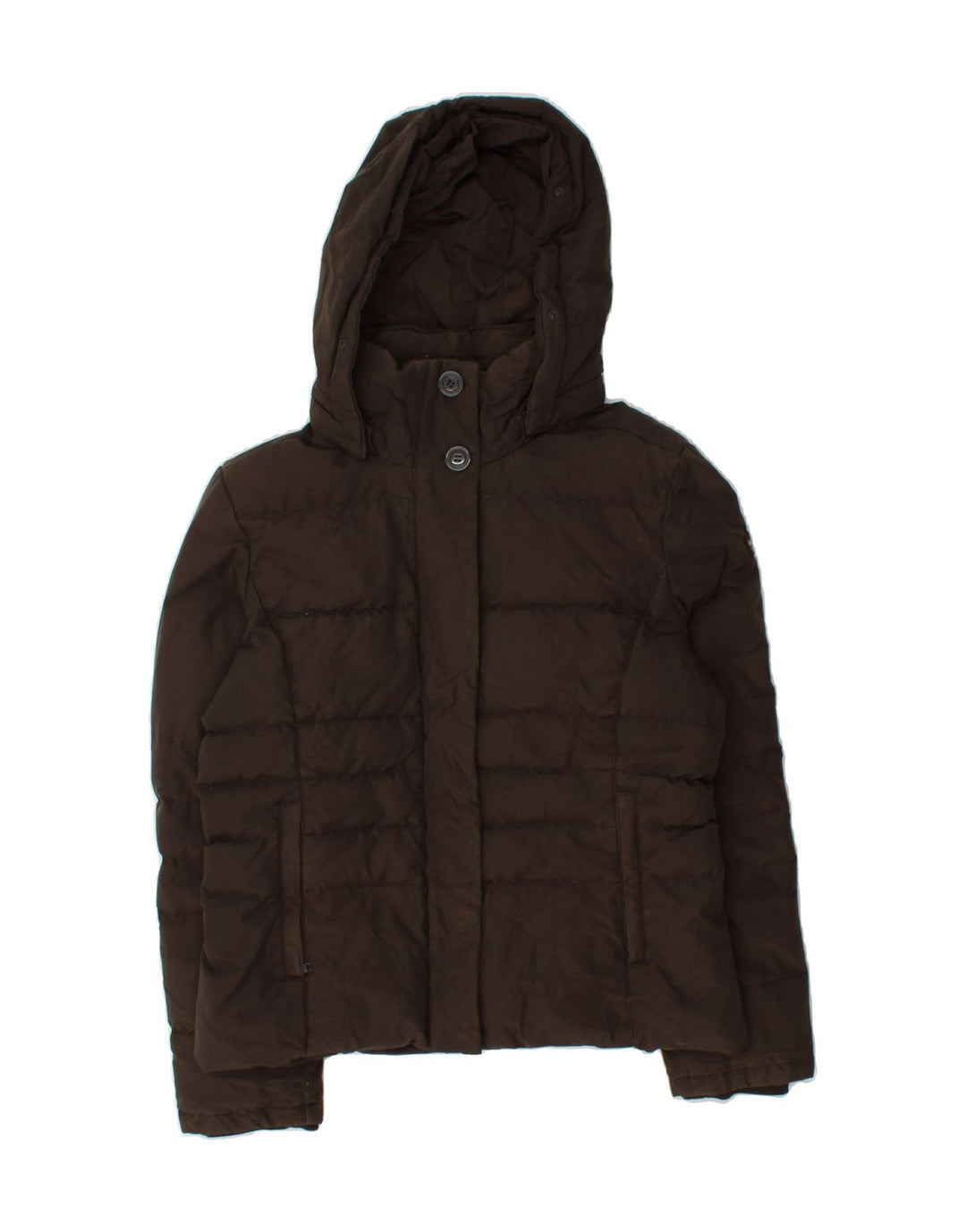WOOLRICH Womens Hooded Padded Jacket UK 14 Medium Brown Nylon Vintage Woolrich and Second-Hand Woolrich from Messina Hembry 