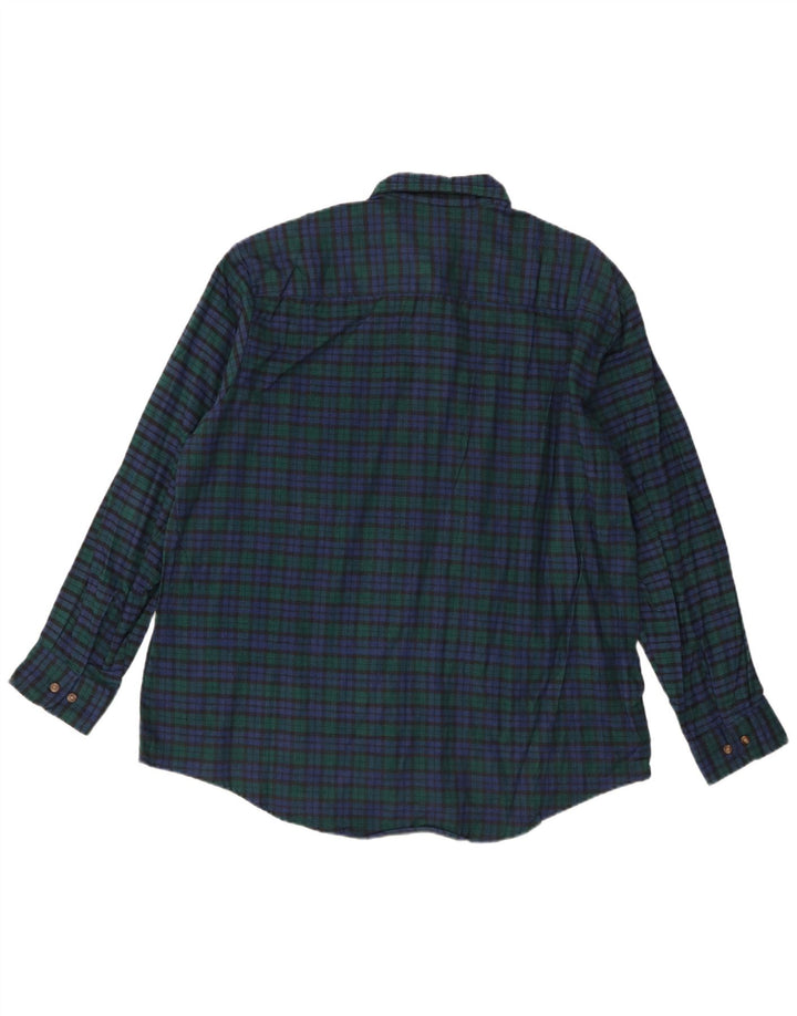 Vintage flannelskjorte til mænd XL grøn ternet bomuld
