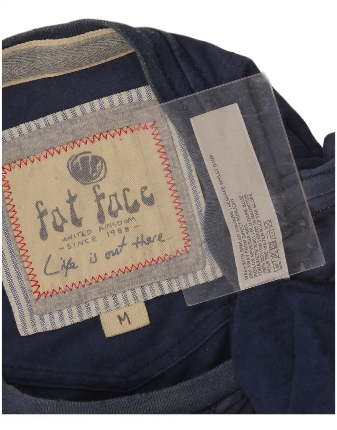 FAT FACE Mens Graphic T-Shirt Top Medium Navy Blue Cotton