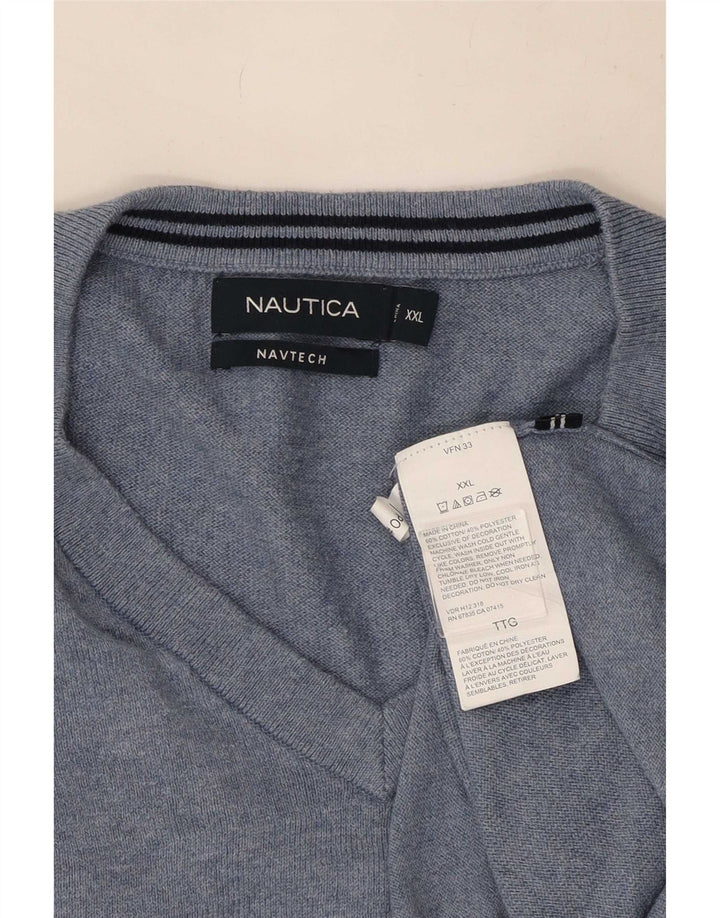 Nautica Herre V-hals sweater 2XL Blå Bomuld
