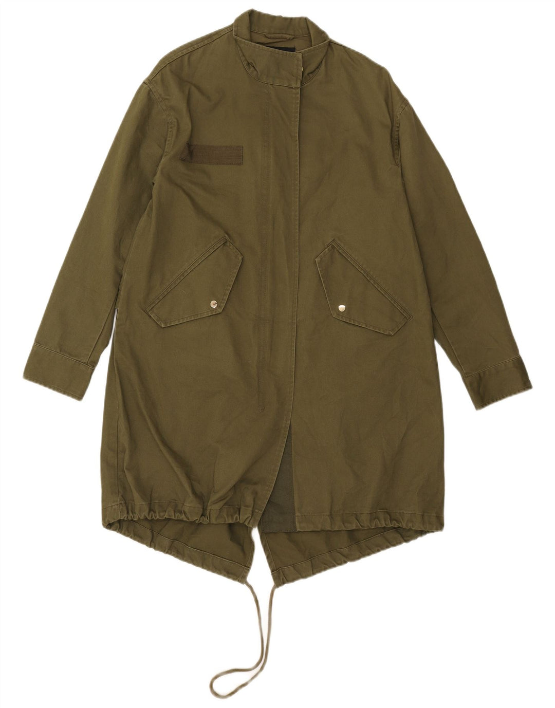 Zara Kvinder Grafisk Oversized Parka Jacket UK 6 XS Khaki Floral Polyester