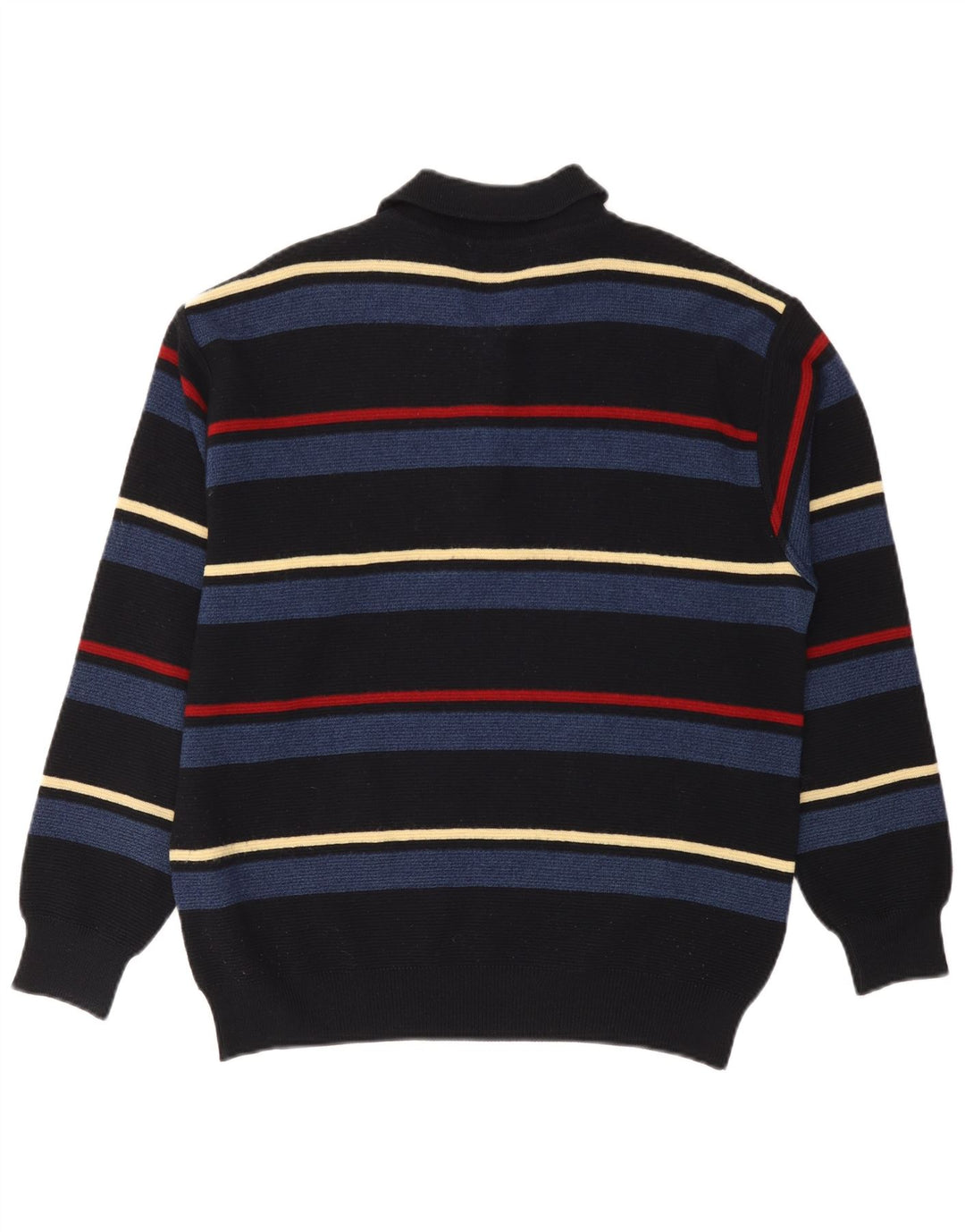 Vintage herre polo hals sweater stor sort stribet uld
