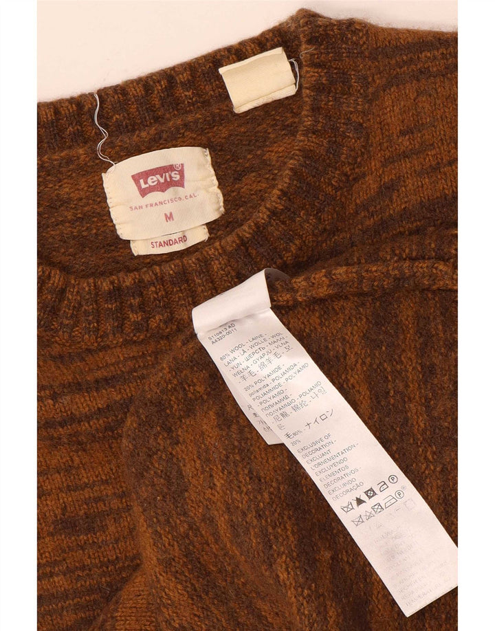 Levi's dametrøjetrøje med rund hals, UK 12 Medium Brown Flecked Wool