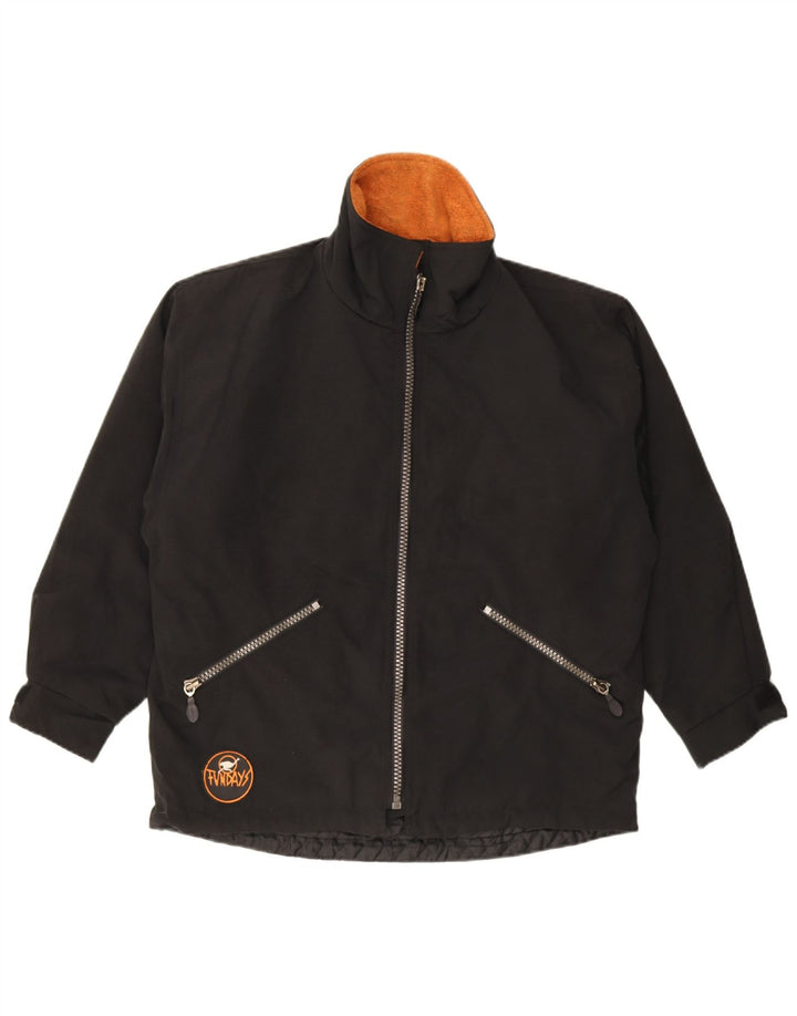 Vintage Herre Loose Fit Windbreaker Jacket UK 36 Small Black Polyester