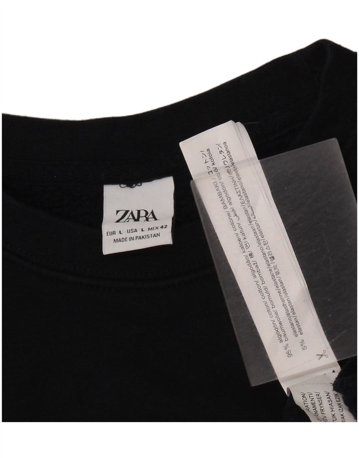 Zara Herre Grafisk Sweatshirt Jumper Large Marineblå Bomuld Nautical