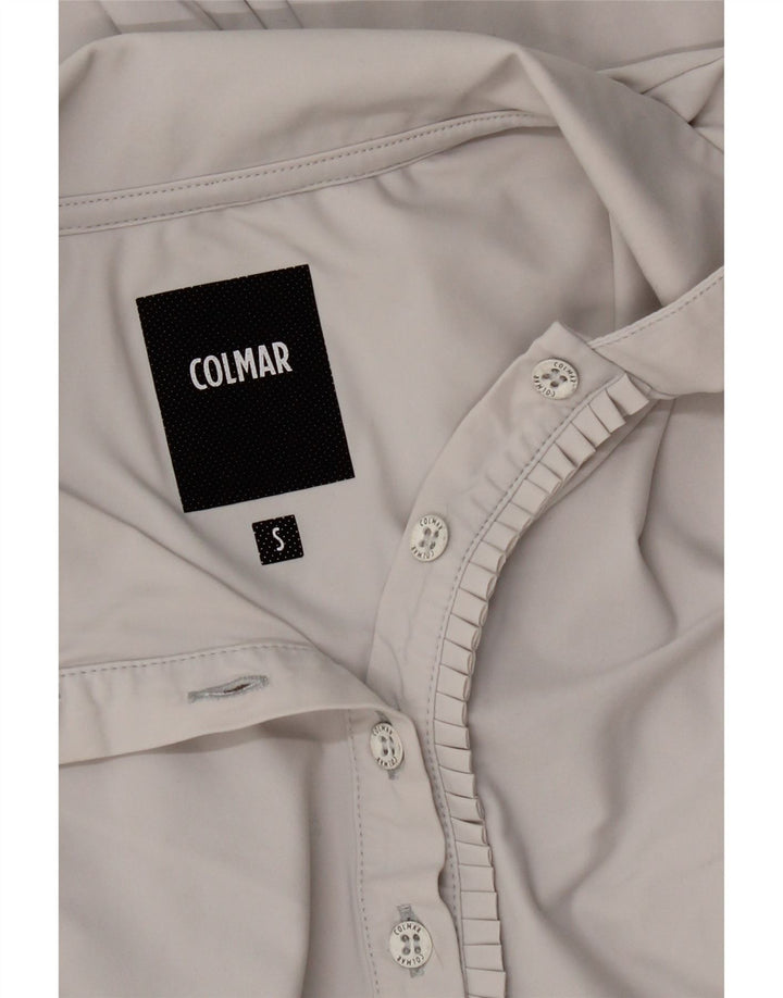 COLMAR Womens Long Sleeve Polo Shirt UK 10 Small Grey Polyamide Vintage Colmar and Second-Hand Colmar from Messina Hembry 