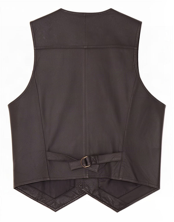 John F Gee Mens Leather Waistcoat Medium Black