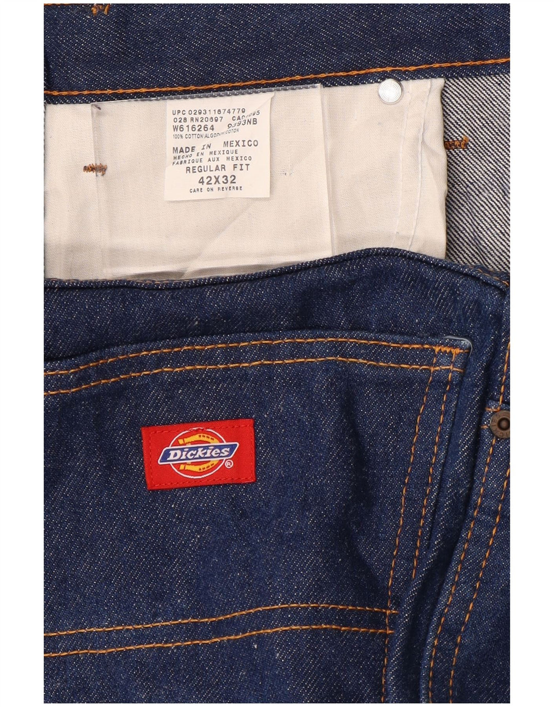 DICKIES Herre Regular Fit Straight Jeans W42 L34 Blå Bomuld