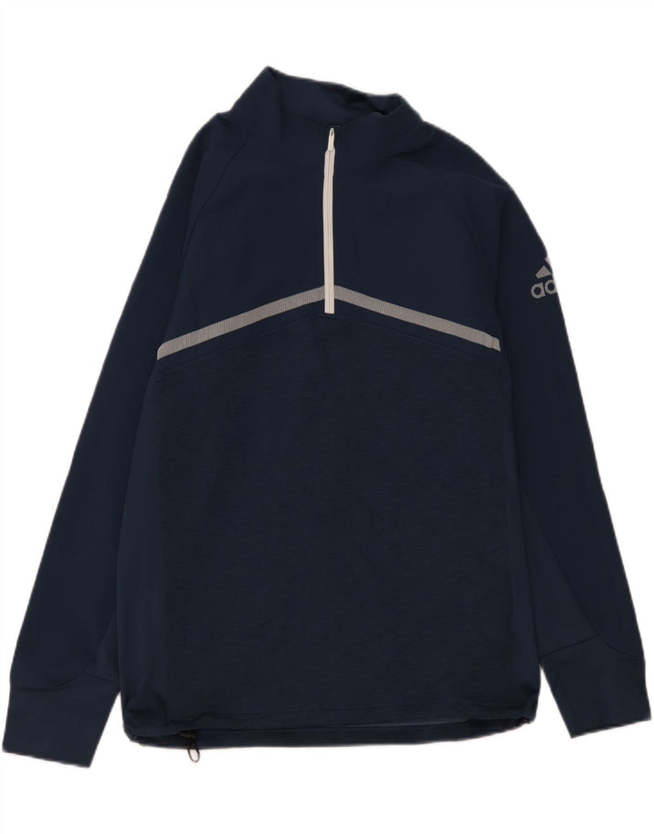 ADIDAS Pullover med lynlås til mænd, træningsdragt Top Medium Navy Blue Flecked