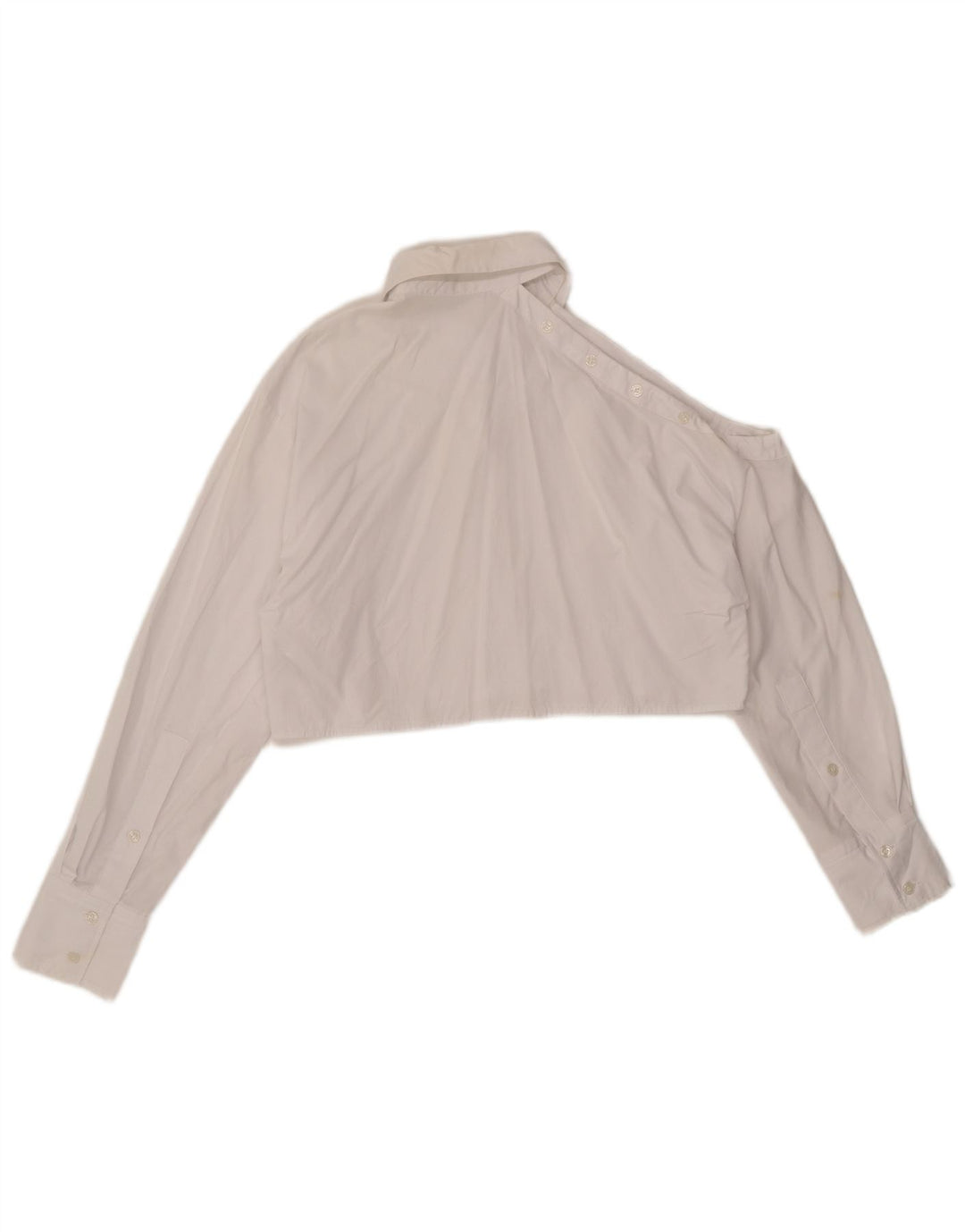 Zara Womens Oversized Crop Shirt Bluse UK 10 Small White Bomuld