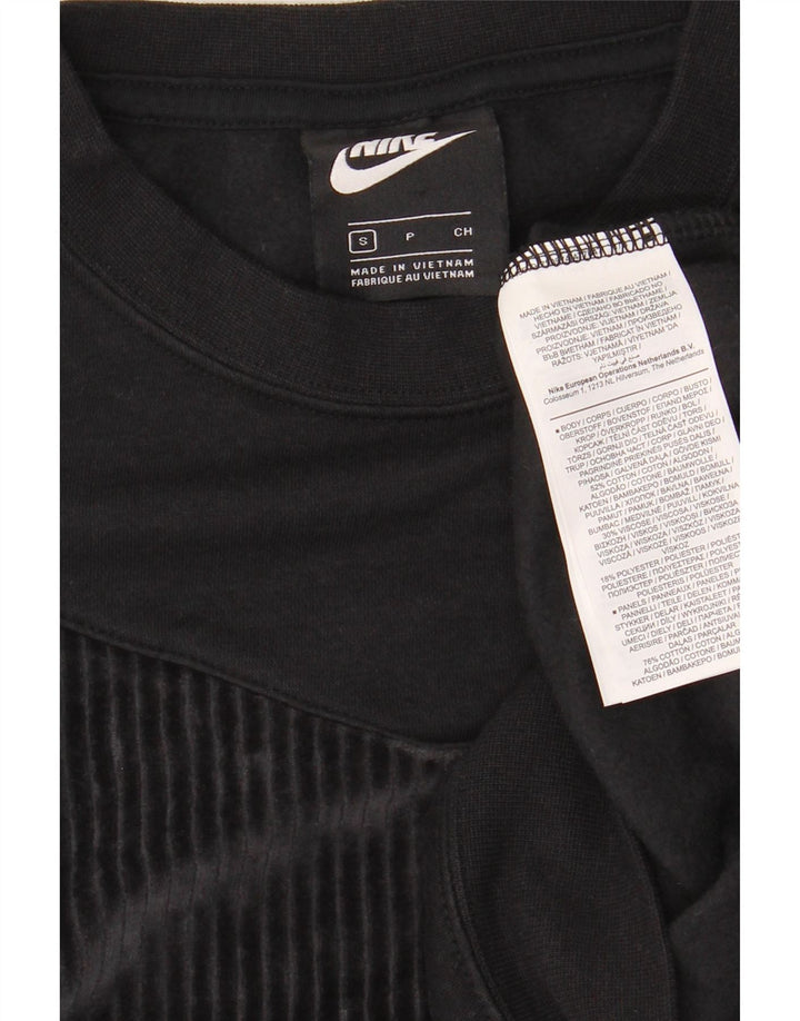 Nike Womens Crop Oversized Sweatshirt Jumper UK 10 Small Black Bomuld