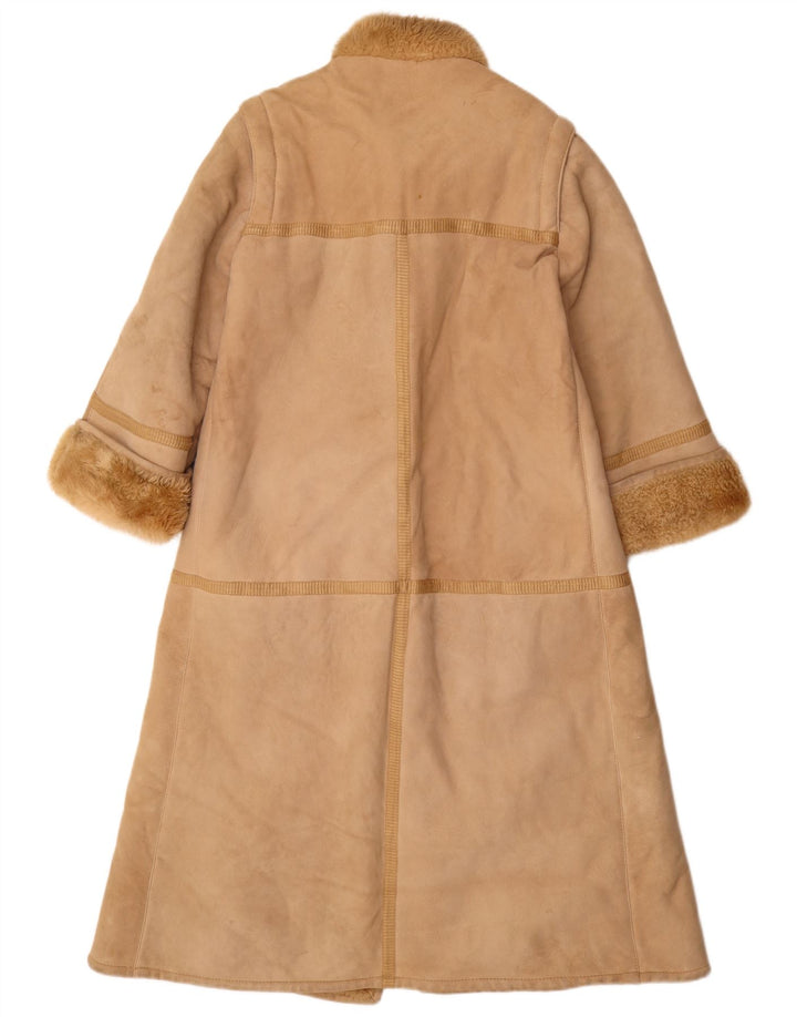 Vintage Dame Shearling Coat IT 44 Medium Beige Læder