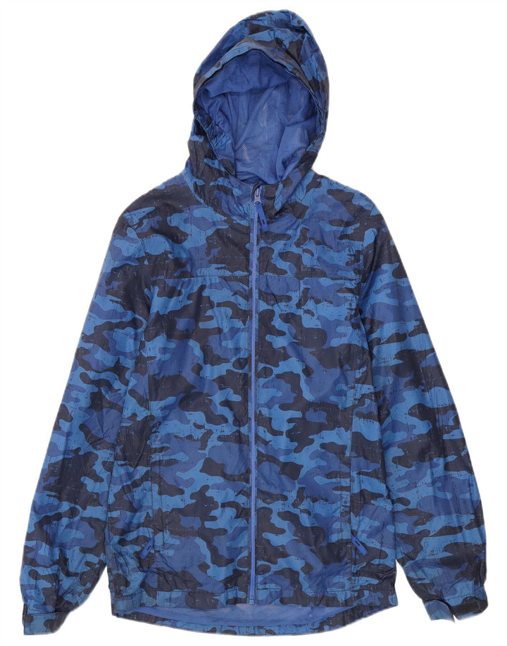 Mountain Warehouse Drenge Regnjakke 12-13 År Blå Camouflage Polyester