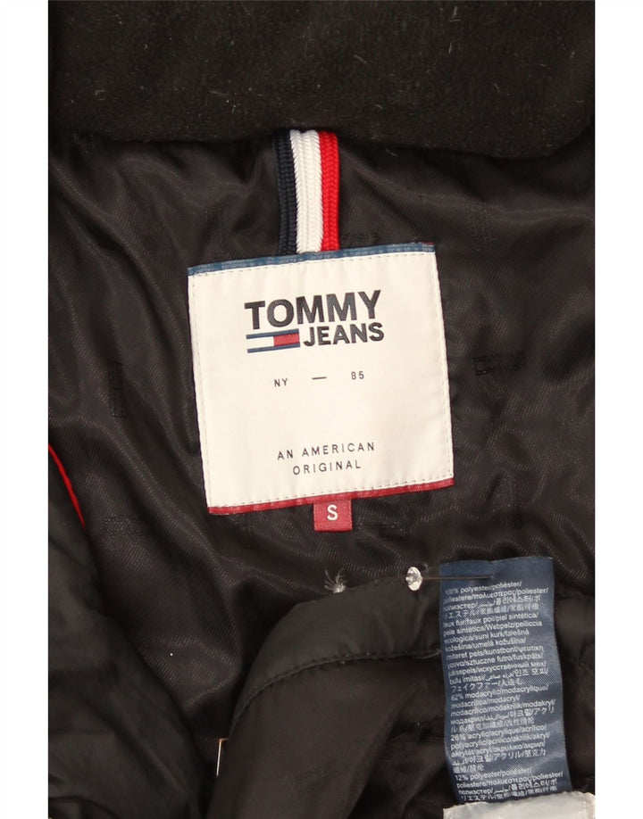 Tommy Hilfiger Dame Hætte Polstret Frakke UK 10 Small Black Polyester