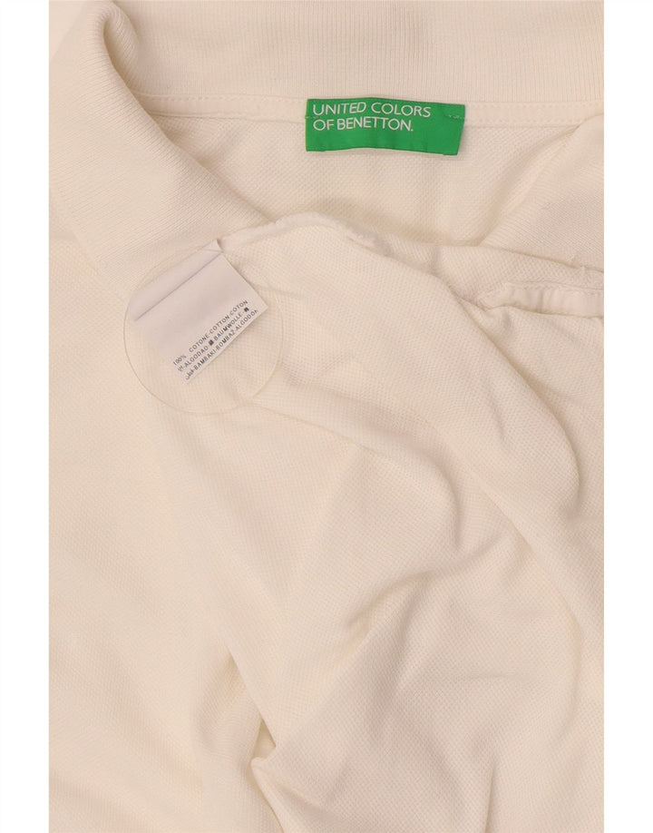Benetton herre poloshirt XL hvid bomuld