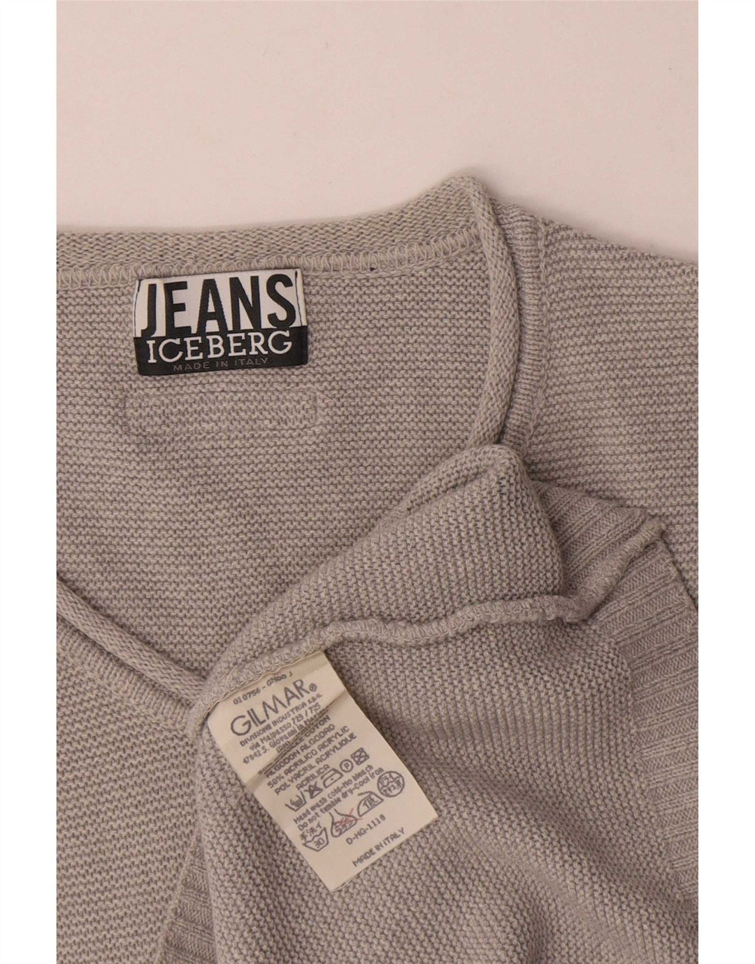 Iceberg Herre V-hals sweater Medium Grå Bomuld