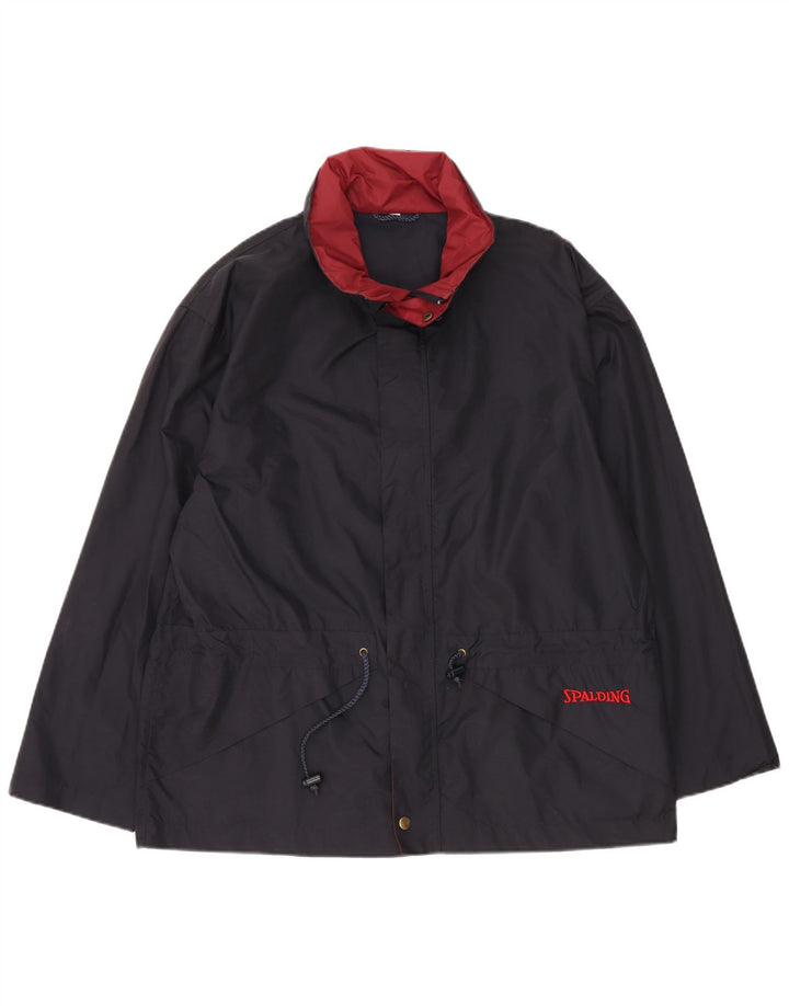SPALDING Herre Windbreaker Jacket UK 38 Medium Navy Blue Nylon