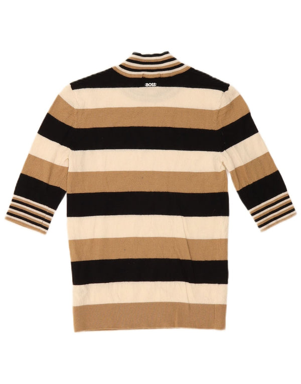 Hugo Boss Dame Turtle Neck Jumper Sweater UK 10 Small Multicolored