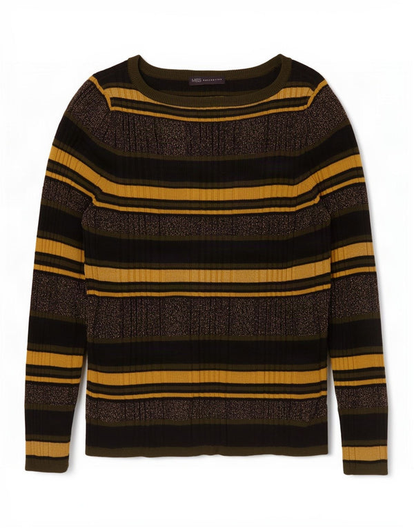 Marks & Spencer Dame Boat Neck Jumper Sweater UK 16 Large Multicolor
