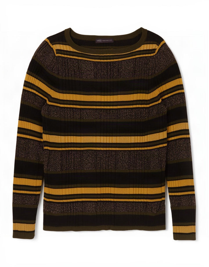Marks & Spencer Dame Boat Neck Jumper Sweater UK 16 Large Multicolor