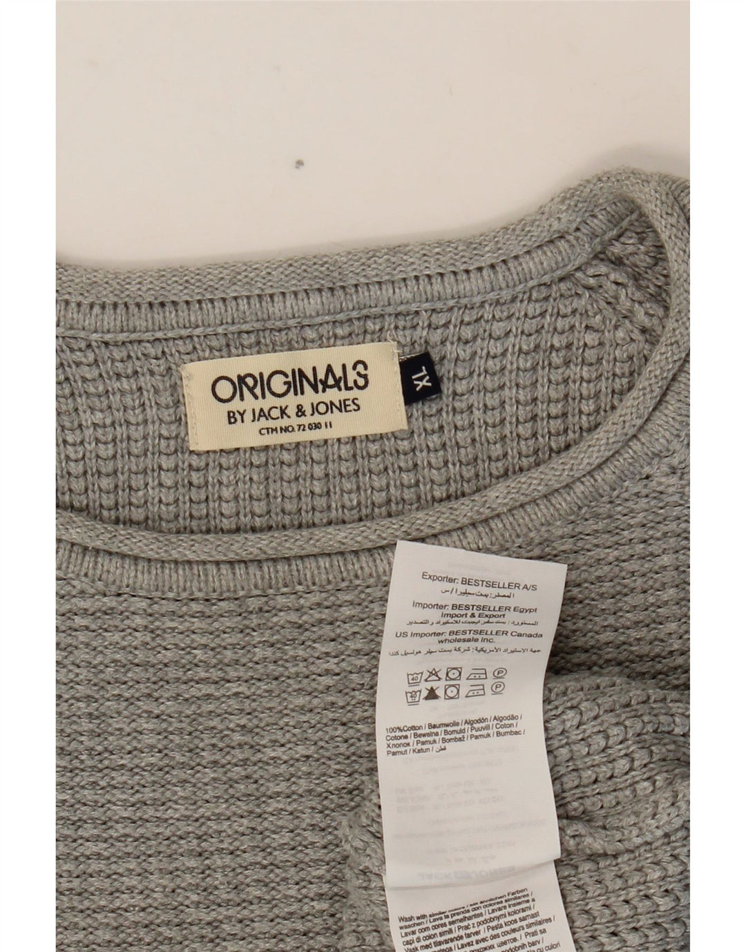 JACK & JONES Herre sweater med rund hals XL Grå bomuld