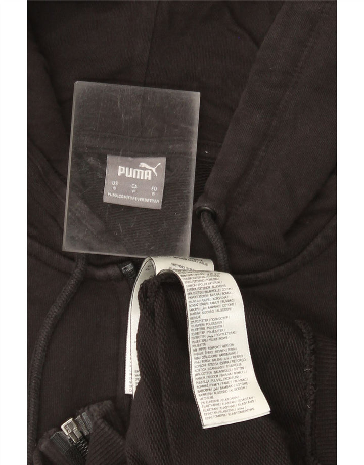 PUMA Grafisk hættetrøje til kvinder med lynlås UK 10 Lille sort bomuld