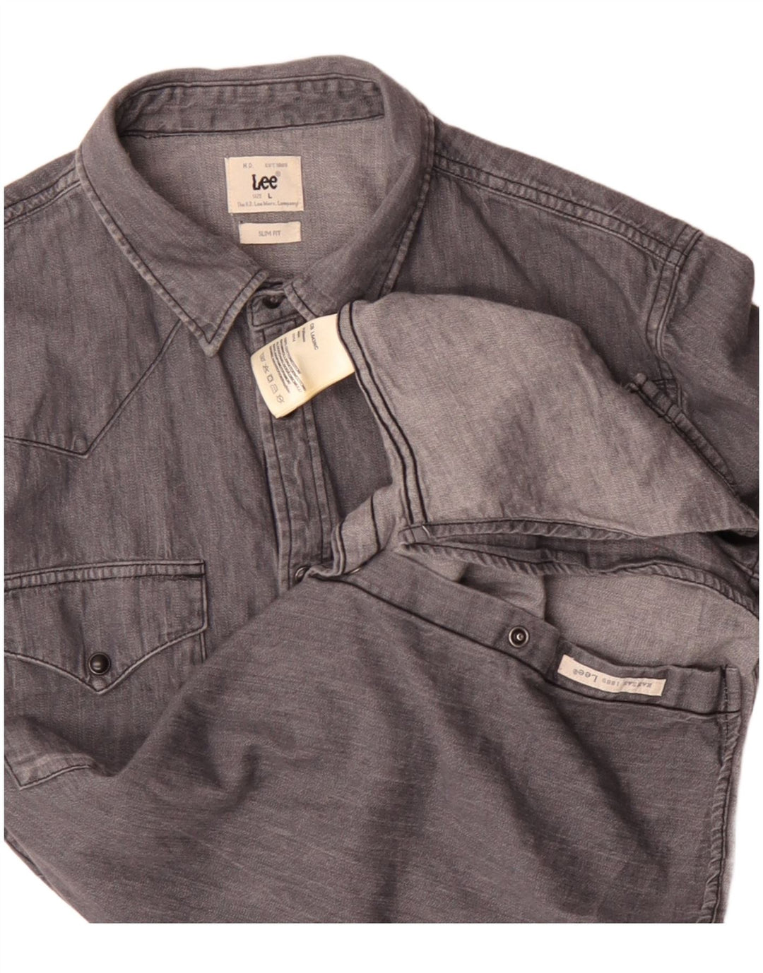 Lee Mens Slim Fit Denim Skjorte Stor Grå Bomuld